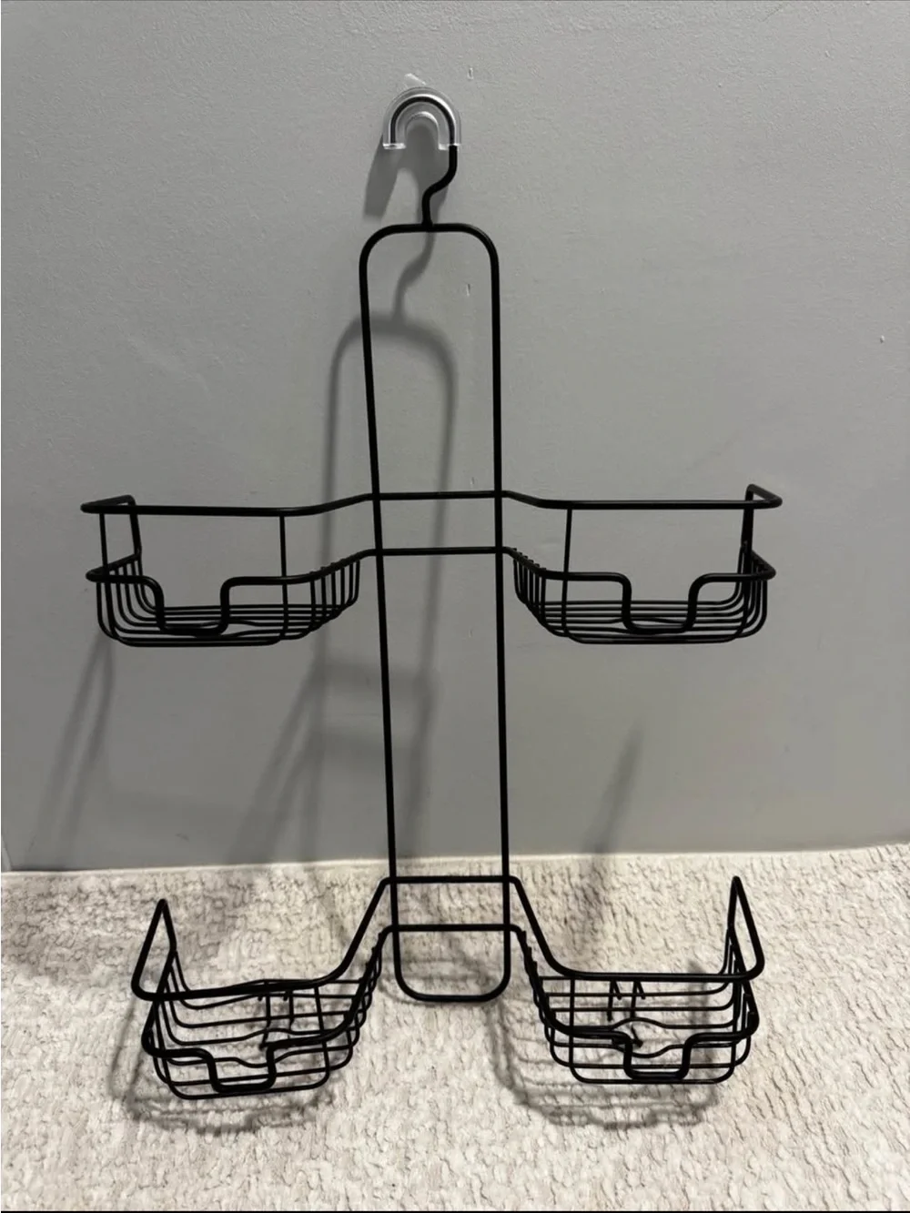 Black Metal Over-The-Shower Caddy - 4-Tier Bath Organizer